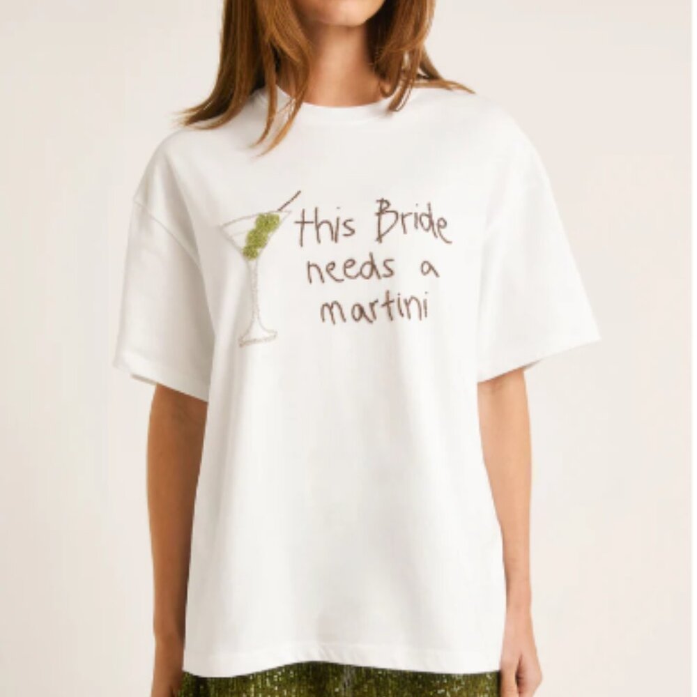 Six Stories Bride Needs a Martini Beaded Tee